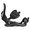 Side profile of black Jones Equinox women's snowboard bindings with Skate Tech base and honeycomb ankle straps.
