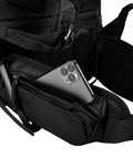 Jones Higher 32L Backpack close up of side waist pocket with phone inside