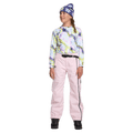 Front view of youth wearing the Rojo She Ripz Ski Pants - Kids in colour Pink-a-boo