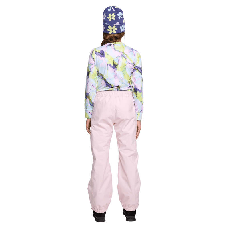 Back view of youth wearing the Rojo She Ripz Ski Pants - Kids in colour Pink-a-boo