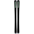 Pair of black K2 Blur 76 women's skis with light green logos at the tips, shown from a top-down vertical perspective.