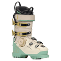 K2 Anthem 95 Boa ski boot in cream and mint green with gold buckles and BOA dial system on a black background.