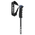 Leki Neolite Airfoil ski pole featuring a black ergonomic grip, adjustable wrist strap, and white logo on a black shaft.