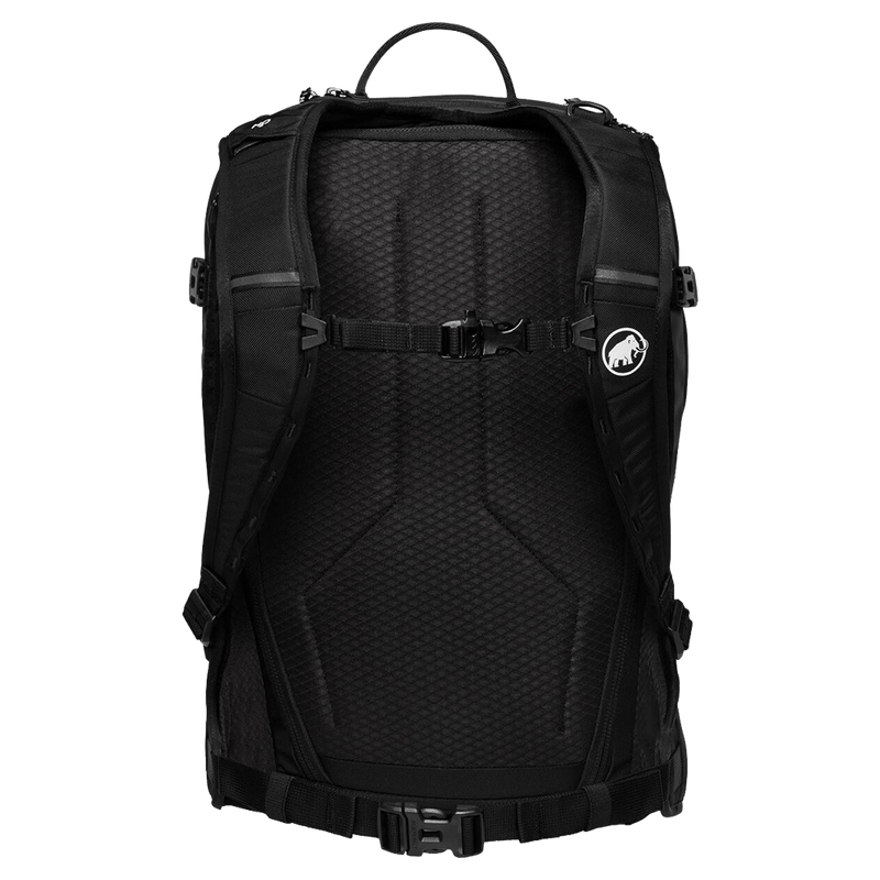 Back view of the mmmut Nirvana 22L Backpack in Black colourway, unisex model
