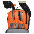 Pocket view of the mmmut Nirvana 22L Backpack in Black colourway, unisex model