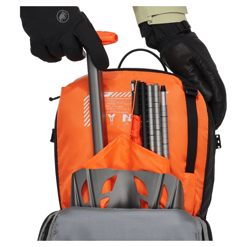 Pocket view of the mmmut Nirvana 22L Backpack in Black colourway, unisex model