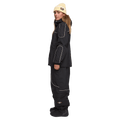 Side view of woman wearing the Rojo Nine Oh Ski Jacket - Womens in True Black