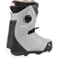 Side profile of a grey Nitro Club Boa snowboard boot with black accents and a side-mounted Boa lacing dial.