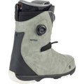 Nitro Club Boa snowboard boot in sage green suede with dual Boa lacing dials and black heel support.