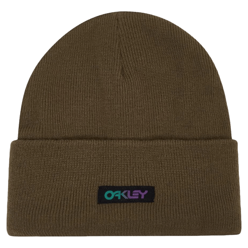 Main view of the Oakley B1B Gradient Patch Beanie, army green colour