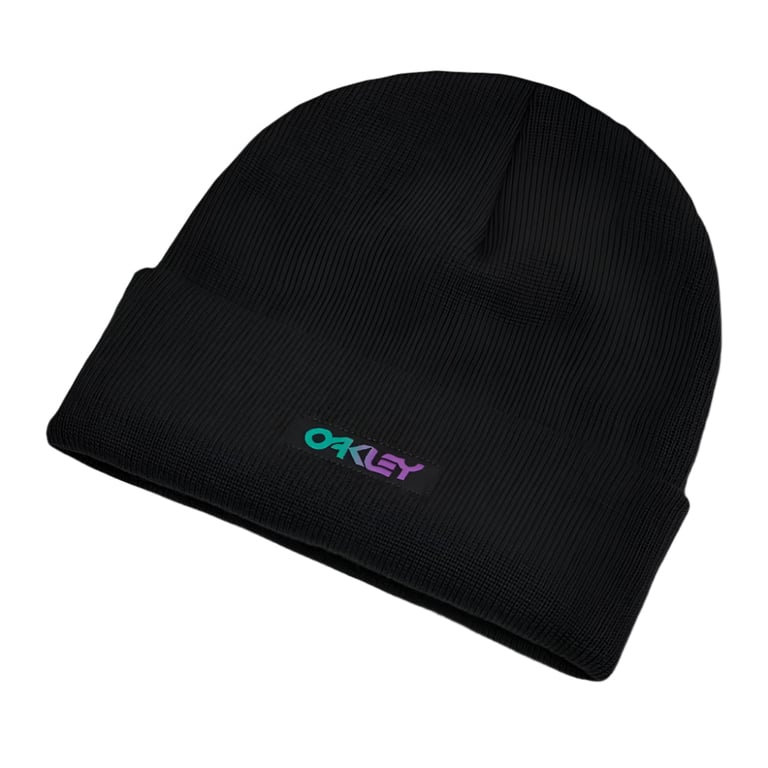 Main view of the Oakley B1B Gradient Patch Beanie, black colour
