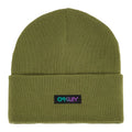 Main view of the Oakley B1B Gradient Patch Beanie, fern colour
