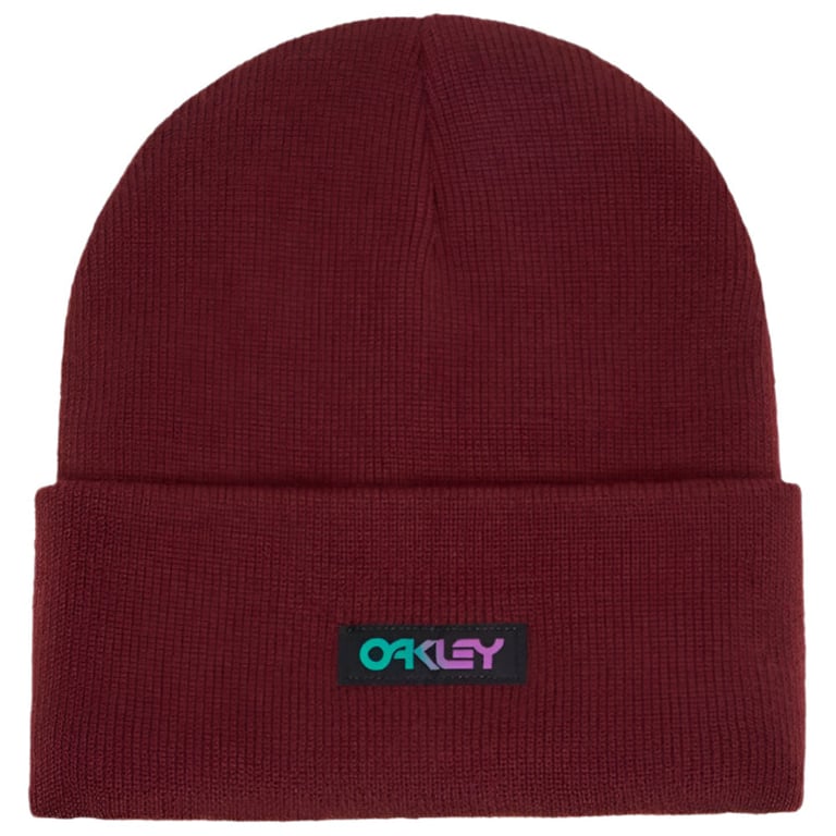 Main view of the Oakley B1B Gradient Patch Beanie, granache colour