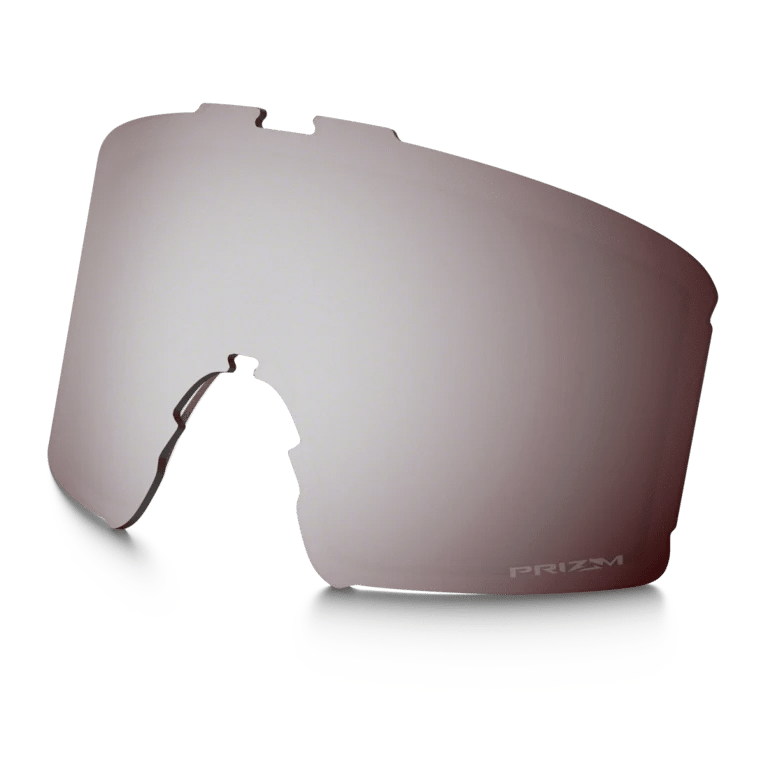 Oakley Line Miner XS replacement goggle lens in rose pink with Prizm logo on a black background.