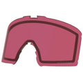Oakley Line Miner XS replacement goggle lens in rose pink with top and bottom mounting notches and Prizm branding.