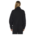 Back view of the PE NATION Established Oversized Quarter Zip Black Sweater, 26/27 Womens's model