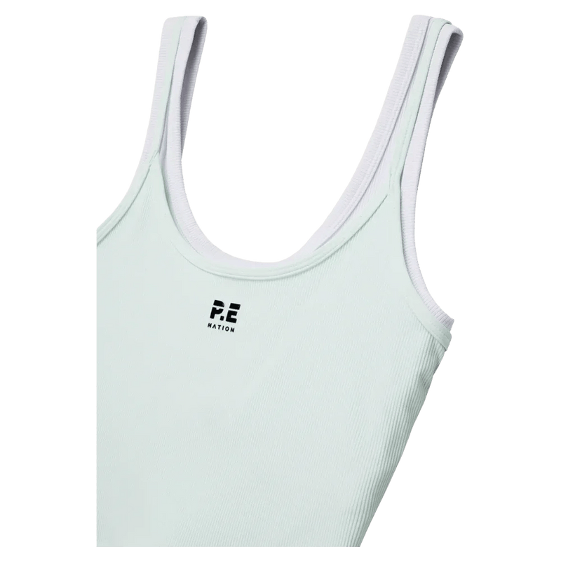 Solo view of the PE NATION Forward Tank Hint of Mint/Optic White Tops, 26/27 Womens's model
