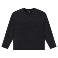 Solo view of the PE NATION Oversized LS Washed Black Tee, 26/27 Womens's model