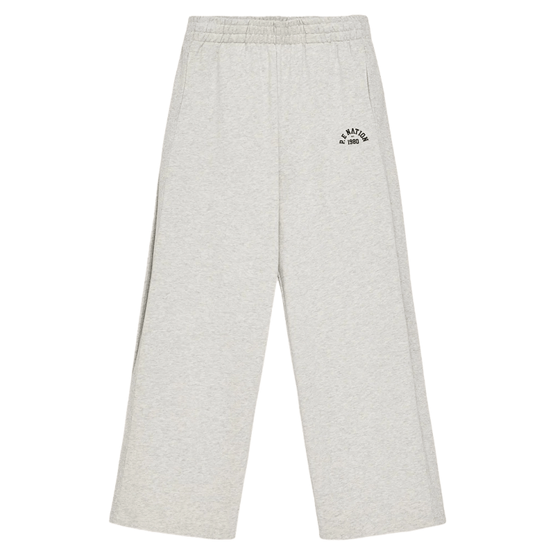 Solo view of the PE NATION Swerve Tackpant Grey Marle Pants, 26/27 Womens's model