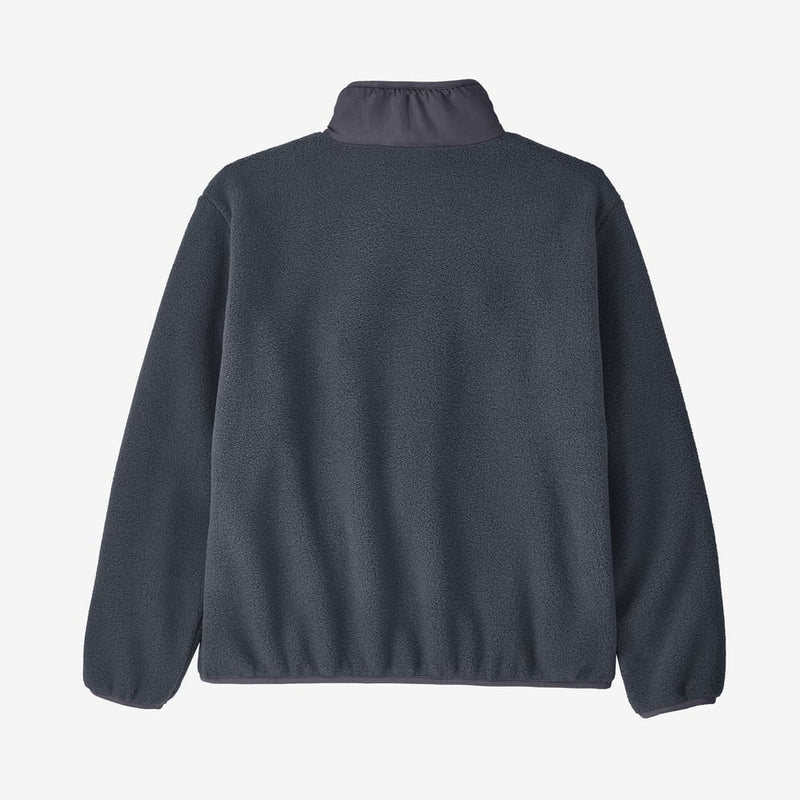 Back view of the Patagonia Synch Jacket - Kids_Smolder Blue 65320BKPL Fashion, 26/27 Unisex's model