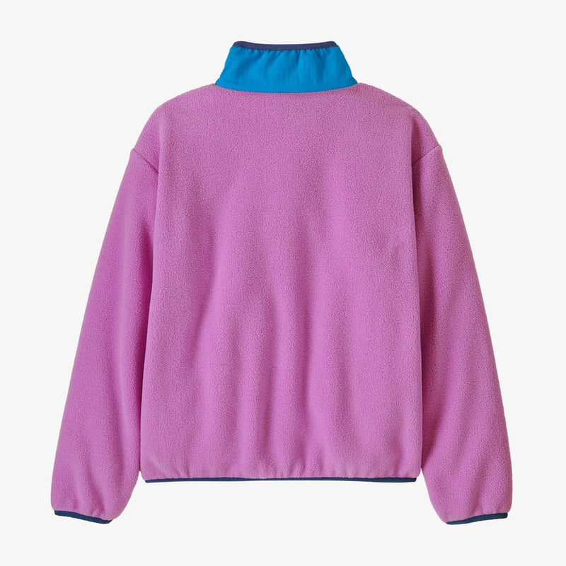 Back view of the Patagonia Synch Jacket - Kids_Brisk Purple 65320BKPL Fashion, 26/27 Unisex's model