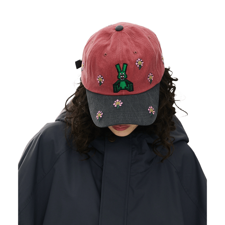 Square Block Rabbit Flower Cotton Cap