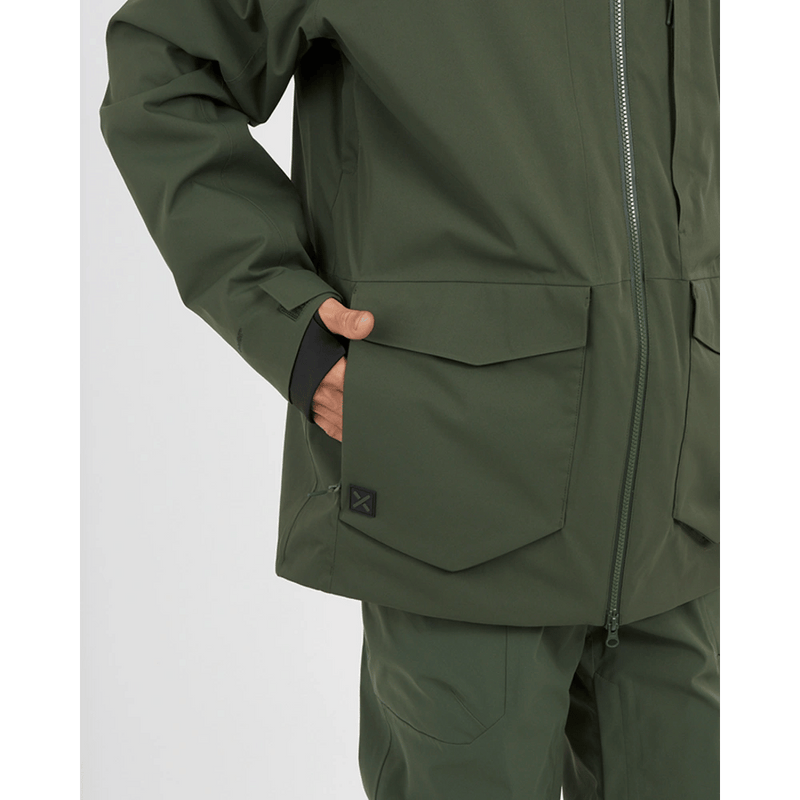 Pocket View of XTM Ridge Line Ski Jacket in colour Ivy