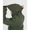 Side Front view of XTM Ridge Line Ski Jacket hood in colour Ivy