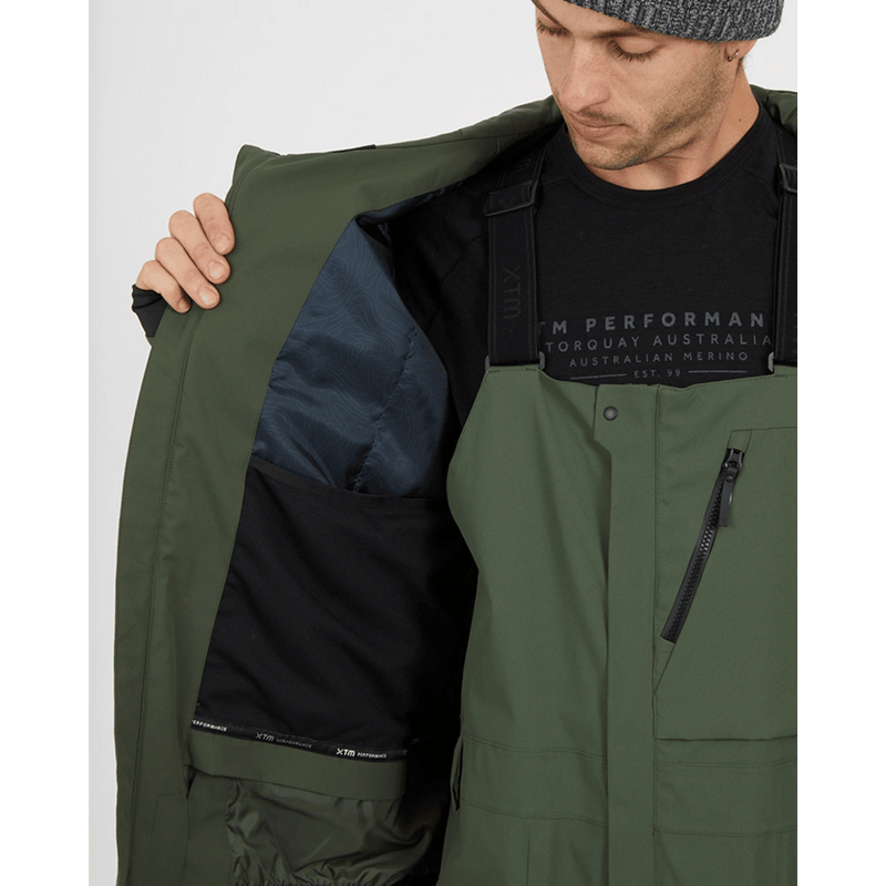 Inside view of XTM Ridge Line Ski Jacket in colour Ivy