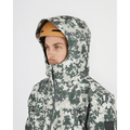 Front view of XTM Ridge Line Ski Jacket hood in Ccolour Stone Linchen