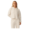 Cream Rip Curl Cala Nights Textured Hoodie for women with a cropped fit, drawstring hood, and waffle-knit fabric.