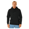 Black Rip Curl Classic Surf Hoodie with front pocket and drawstrings worn by a man.