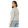Rip Curl Emily light grey knit sweater for women, featuring ribbed cuffs and hem, shown from a back-side angle.