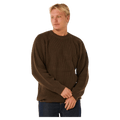 Man wearing a brown Rip Curl Premium Surf Knit Crew jumper with a ribbed texture and crew neck.