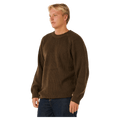Man wearing a dark brown Rip Curl Premium Surf Knit Crew ribbed jumper with a crew neck.