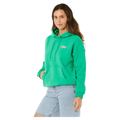 Bright green Rip Curl Surf Revival Heritage Hoodie for women with a front pocket and chest logo.