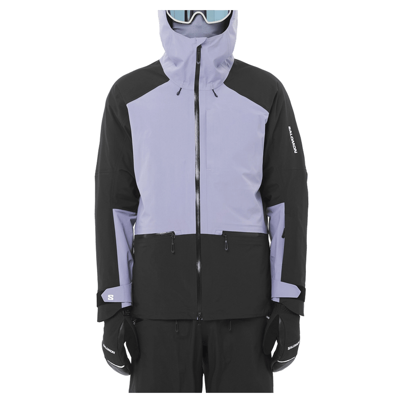 Front view of the Salomon Absolute 3L Ski Jacket, Blue Granite and Deep Black