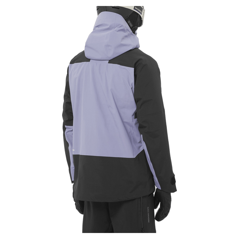 Backview of the Salomon Absolute 3L Ski Jacket, Blue Granite and Deep Black
