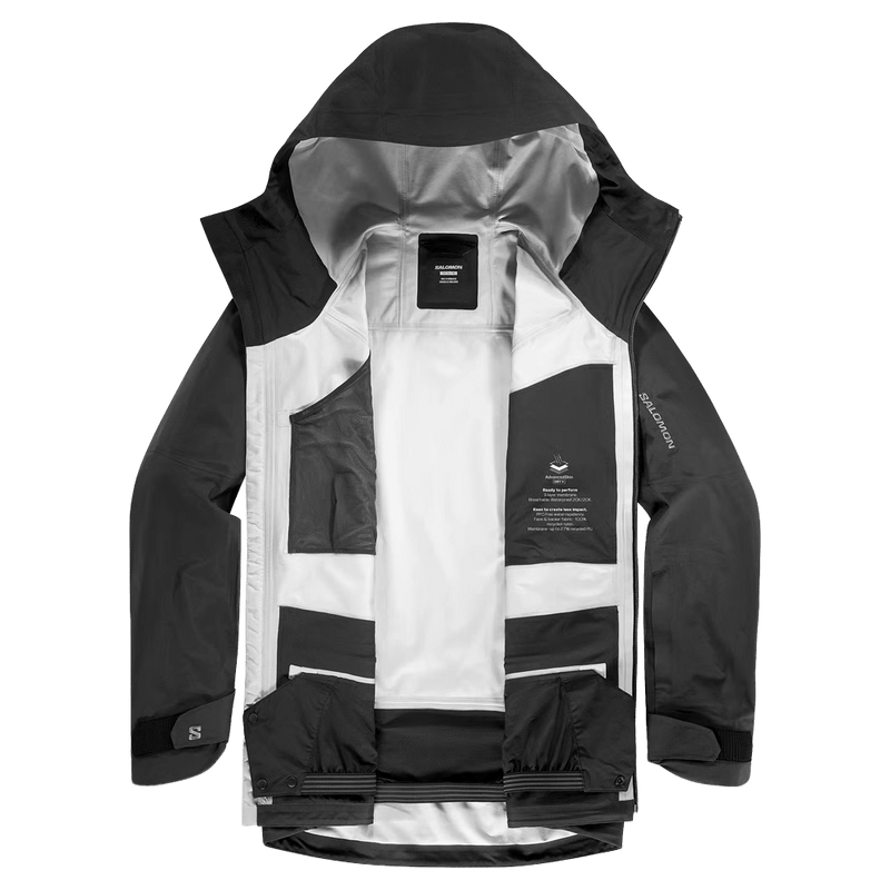 Open view of the Salomon Absolute 3L Ski Jacket, Deep Black