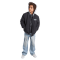 Full-body view of the St Goliath Global Bomber Jacket in Black colourway, kids's model