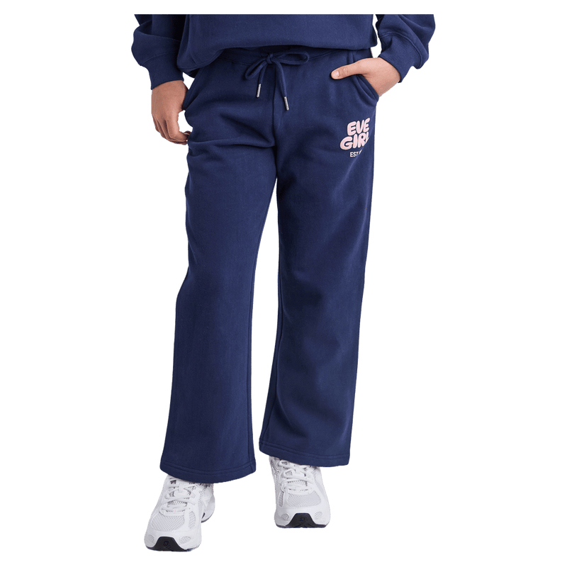Front view of the Eve Girl Sport Club Trackpants in Navy colourway, kids's model