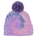 Back view of the Santa Cruz Opus Dot Bobble Beanie in Pink Tie Dye