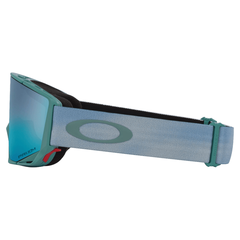 Side view of the Oakley Flow Scape XM Goggles in Pacific Haze, Prizm Sapphire and Iced lens, unisex model