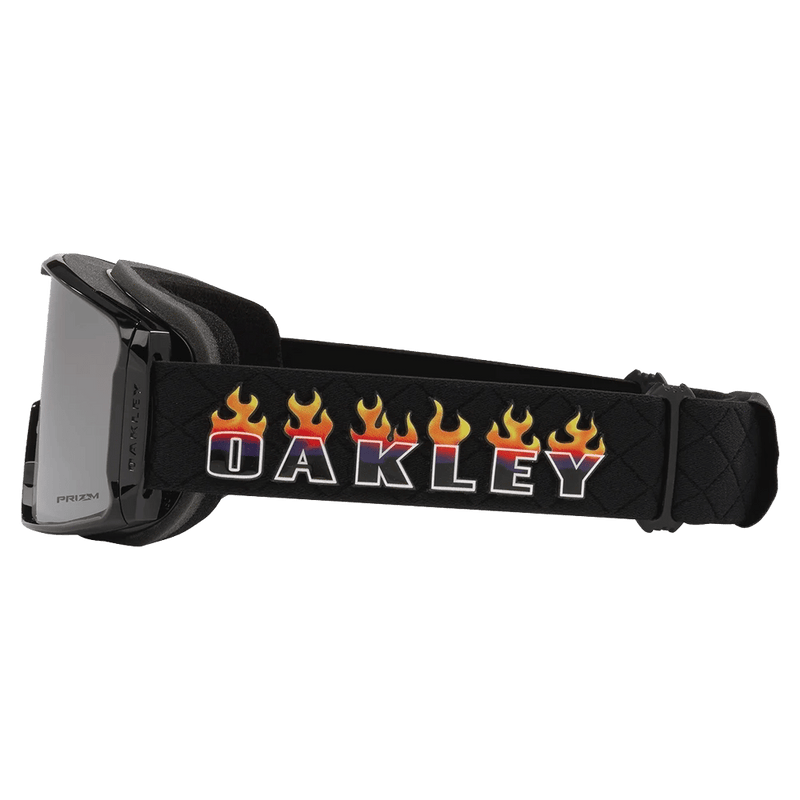 Side view of the Oakley Line Miner XL Goggles in Rene Signature, Prizm Black lens, unisex model