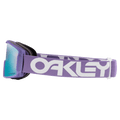 Side view of the Oakley Line Miner XM Goggles in Lilac, Prizm Sapphire lens, unisex model