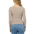 Washed Rib Scoop Neck L/S Tee - Womens
