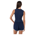 Back view of the PE NATION Foundation Muscle Tank Dark Navy Tops, 26/27 Womens's model