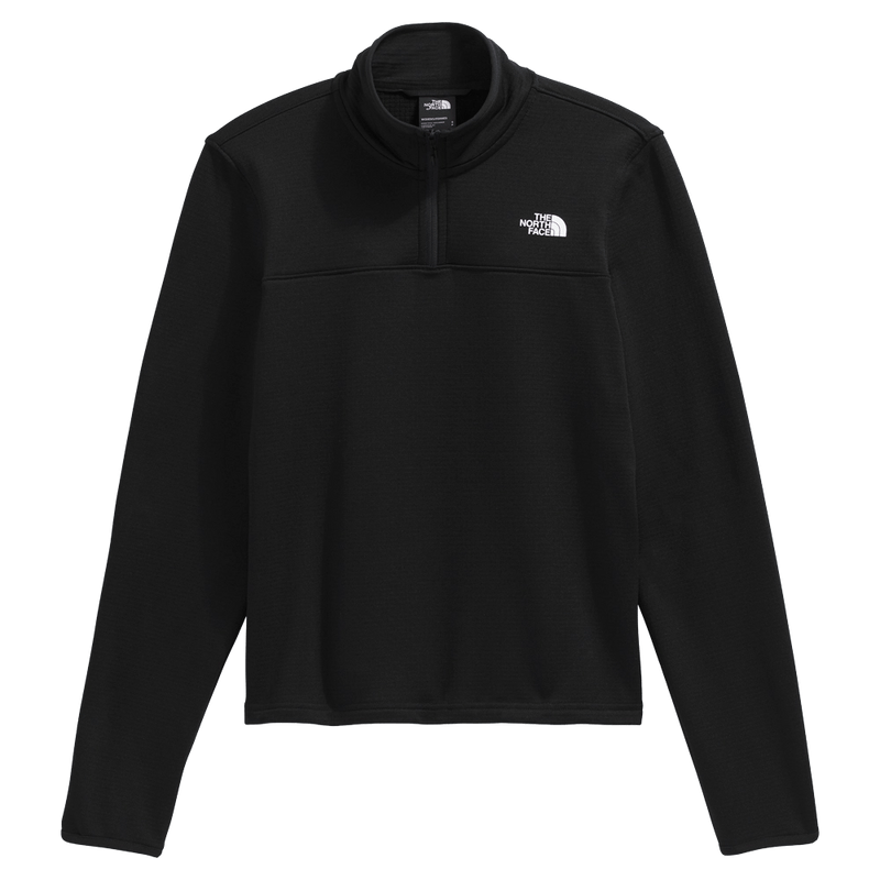 Product front view of The North Face Cedar Trail Grid Fleece ¼ Zip Jacket for Women in Black