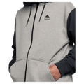 Close view of the Burton Oak Full-Zip Hoodie in True Black Heather colourway, mens's model