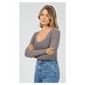 Washed Rib Scoop Neck L/S Tee - Womens